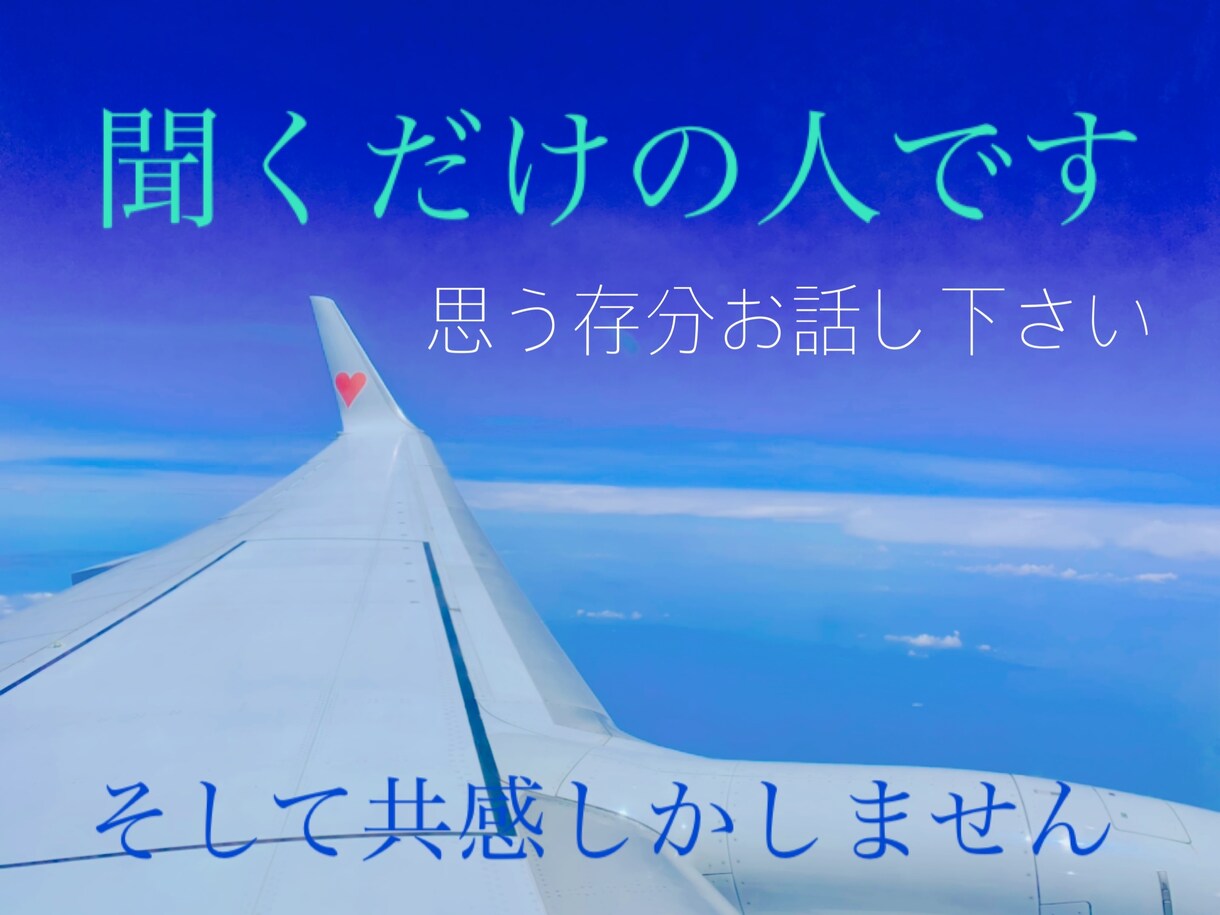 聞くだけの人です。共感だけします 職業柄いわゆる聞きのプロです。遠慮無しでぶつかってきて下さい イメージ1