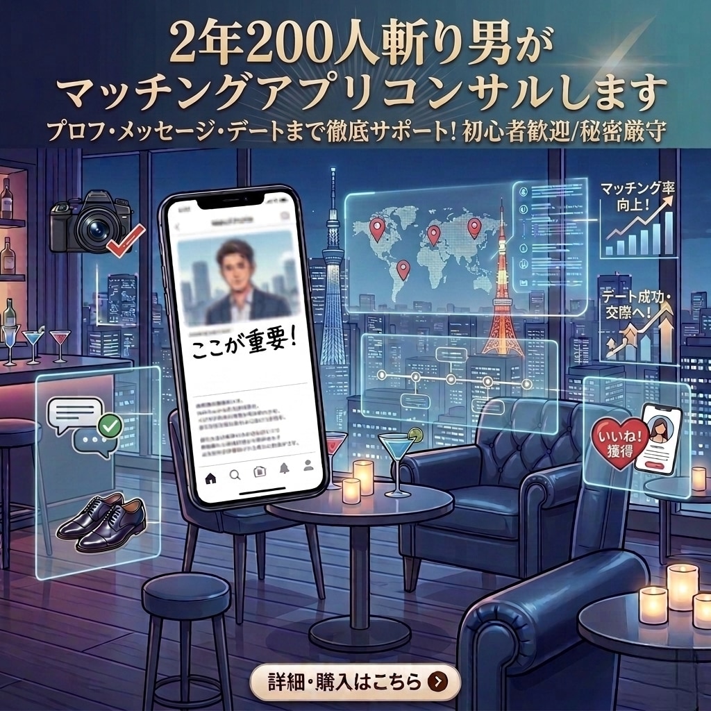 元非モテ男の僕がマッチングアプリコンサルします 元チャラ男！YouTube8万人のプチインフルエンサーが力に イメージ1