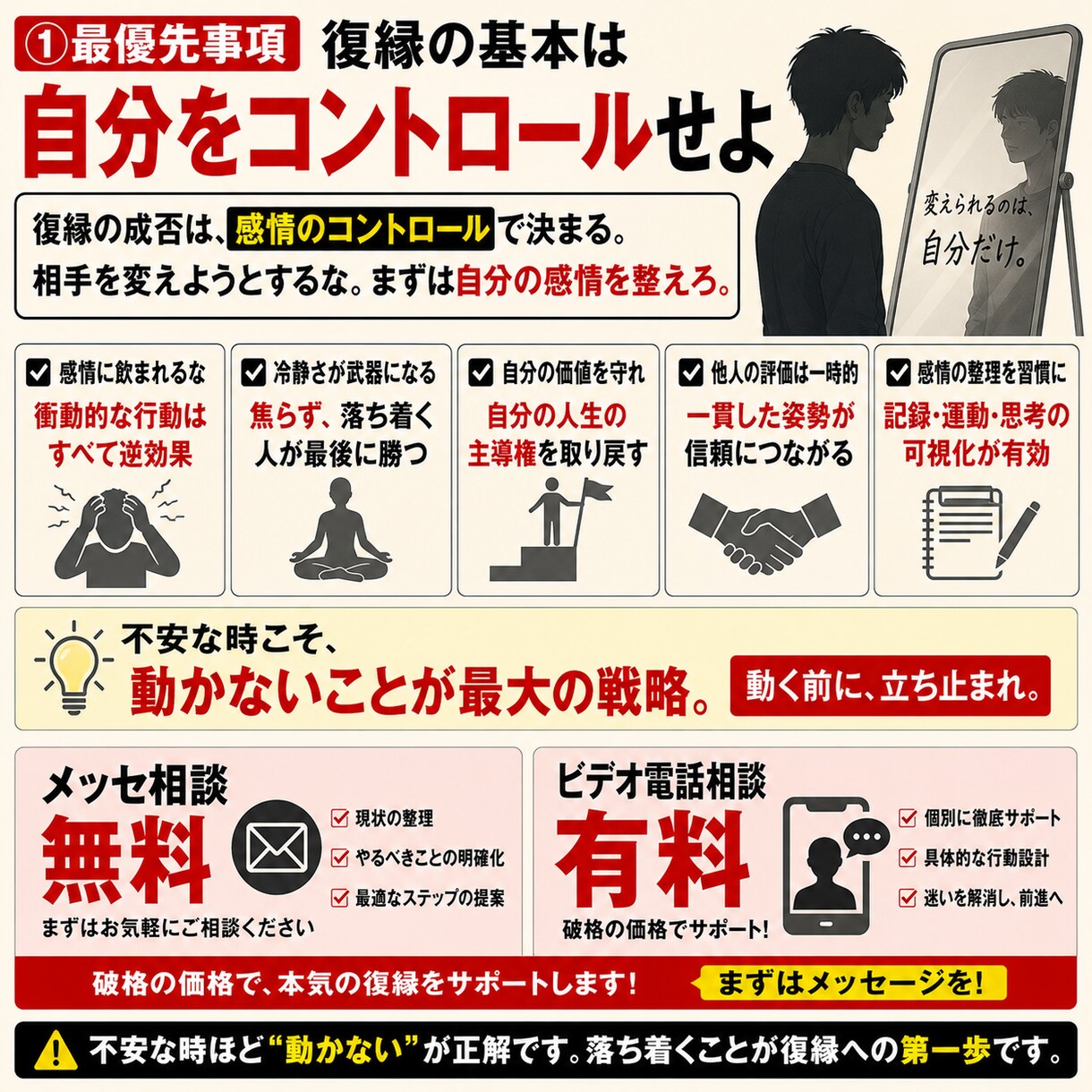 復縁とは何か 現実を直視を手伝います 他人はコントロールできない。変えられるのは、自分だけ。 イメージ5