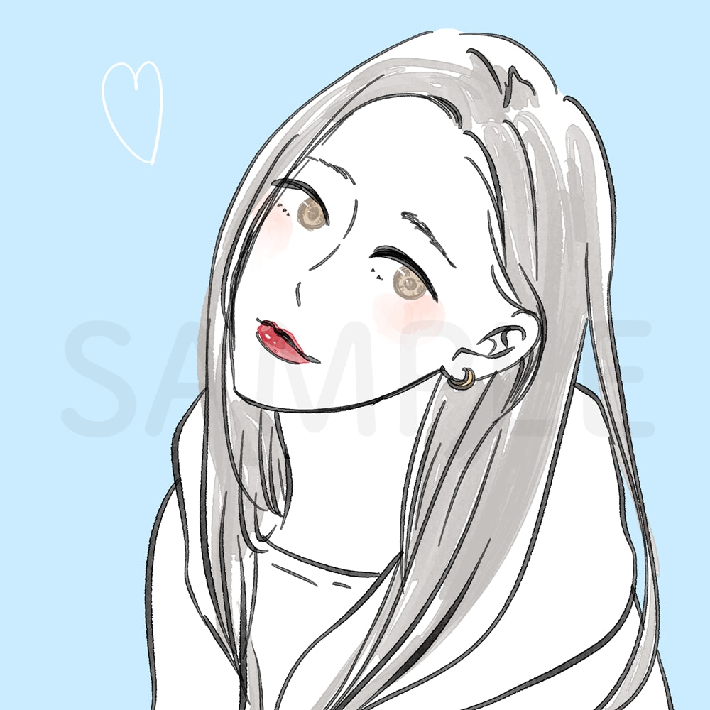 最短即日可♡SNSアイコン向けのイラスト描きます メイクの色も指定OK♡水彩タッチでシンプルに描きます。 イメージ4
