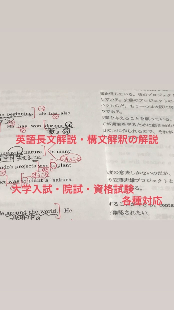 各種英語長文問題！解説します 大学入試問題・院試・資格試験など幅広く解説します！ イメージ1