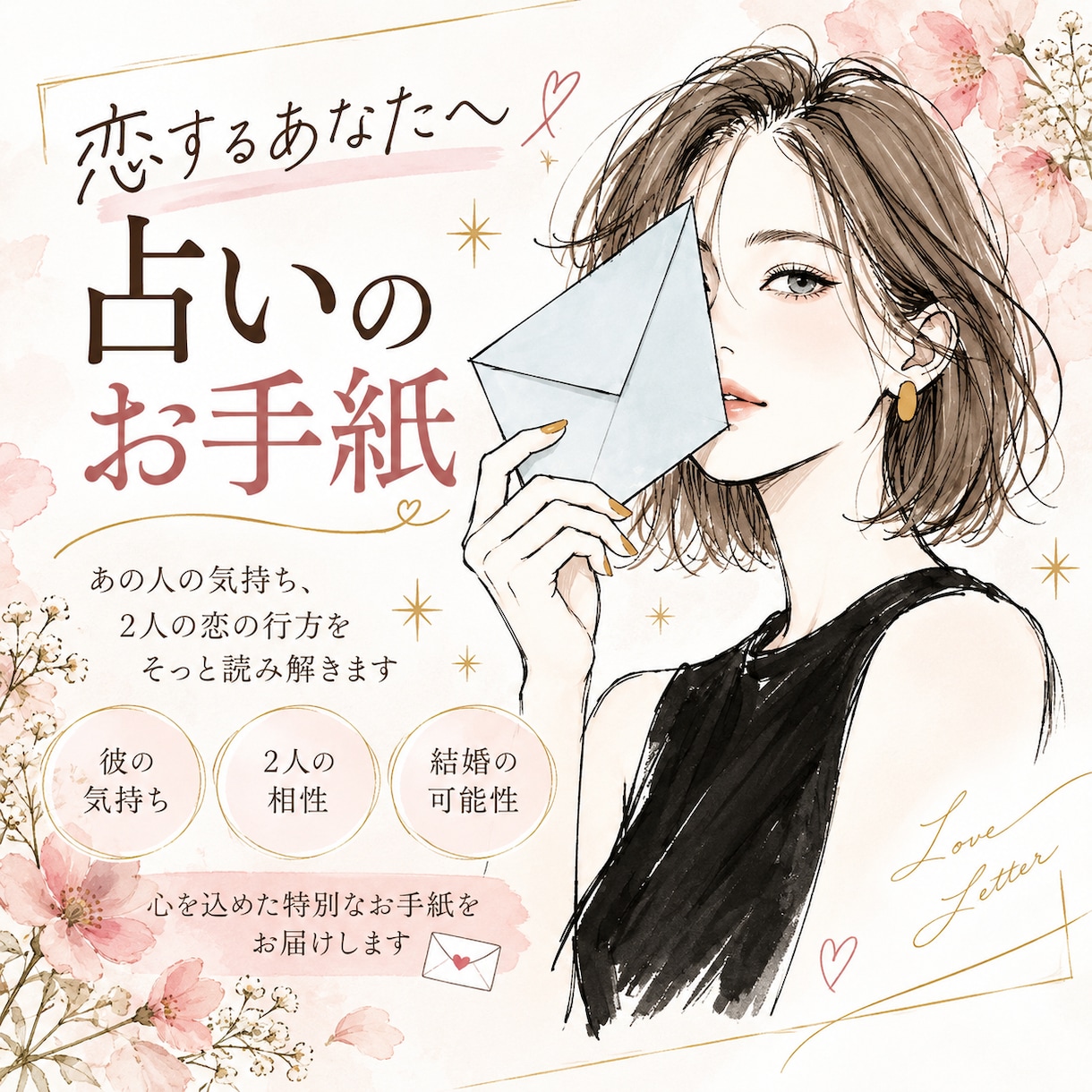 あの人との恋の行方を占いお手紙を届けます 占い好きエステティシャンが、あなたの恋に寄り添います イメージ1