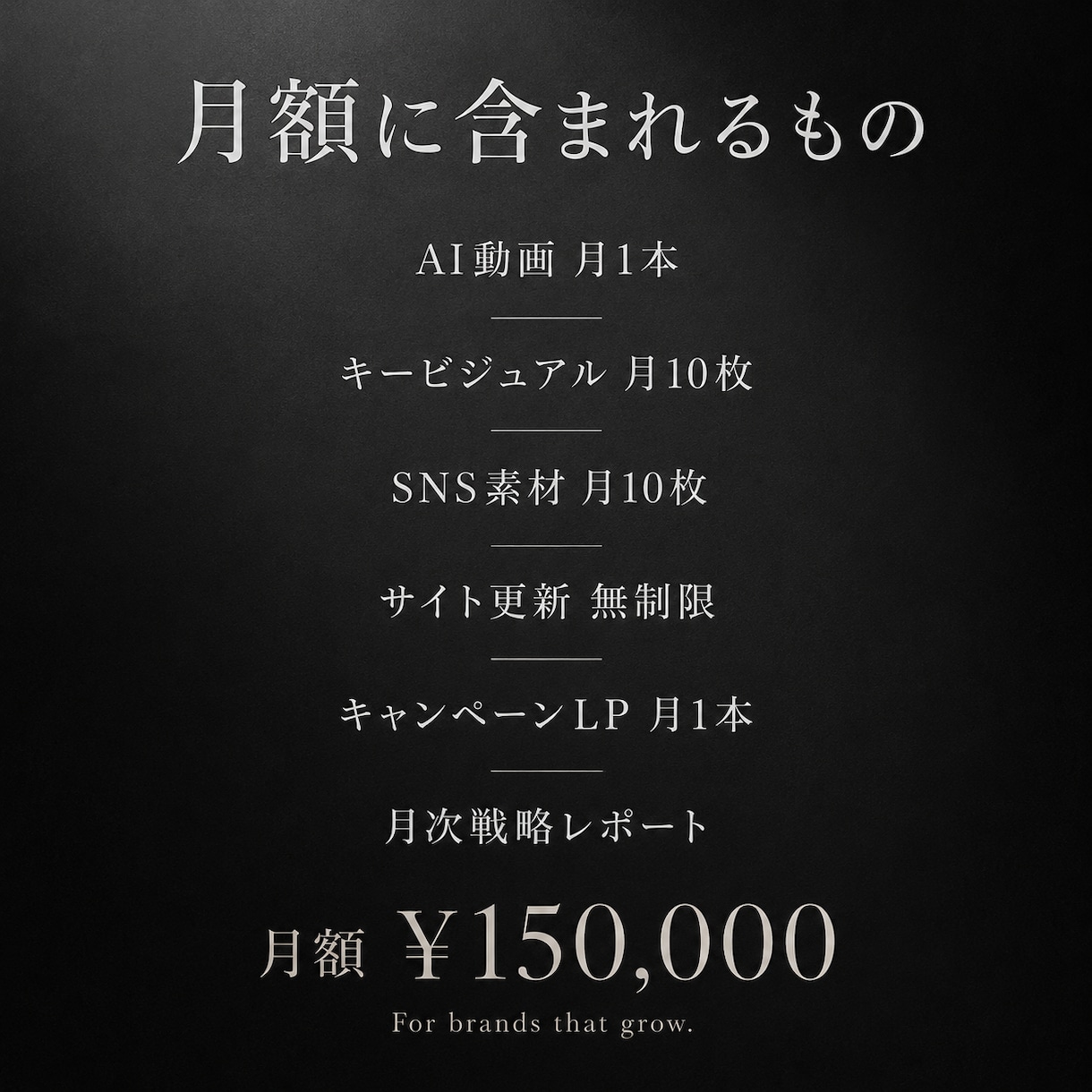 ブランド運用・SNS運用を月額で代行します 画像・動画・サイト・SNSを毎月ひとつの窓口で。1ヶ月から イメージ5