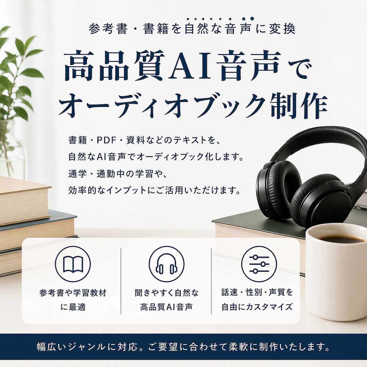自然な機械音声でオーディオブックを制作します 参考書・書籍の文章を自然な音声にして提供します！ イメージ1