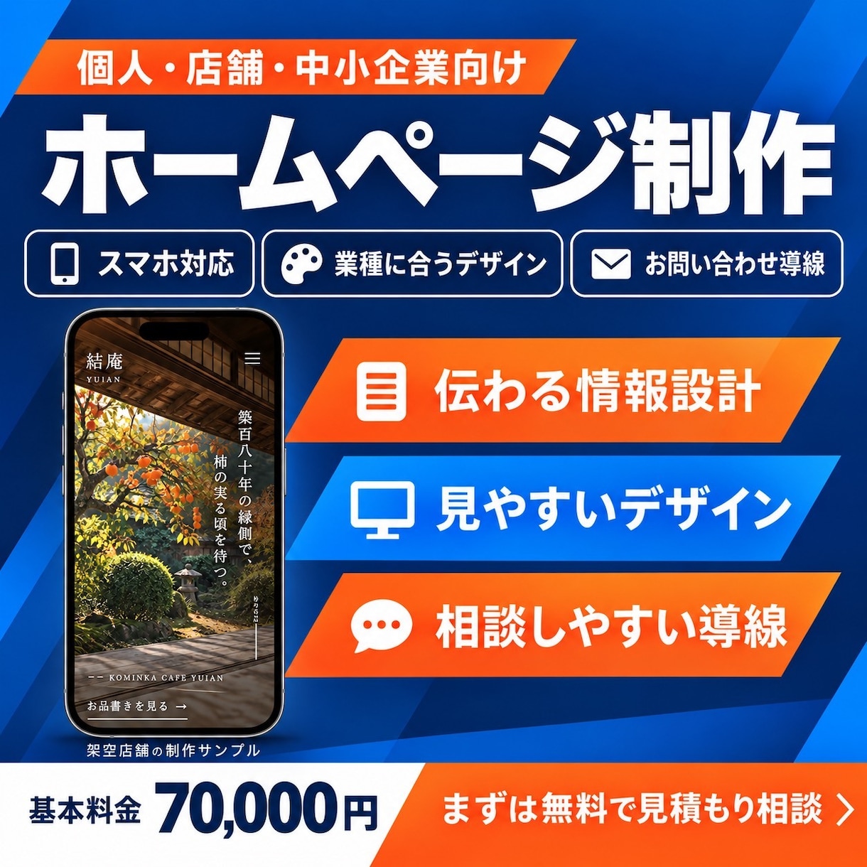 お問い合わせにつながるHPを作成できます カフェ・サロン・企業サイトなど幅広く対応できます イメージ1
