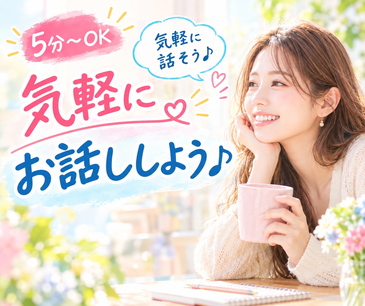 今すぐ！！話したい！ ！気軽に話せる相手になります 友達感覚｜リラックス｜おしゃべり｜雑談｜フリートーク｜世間話 イメージ1