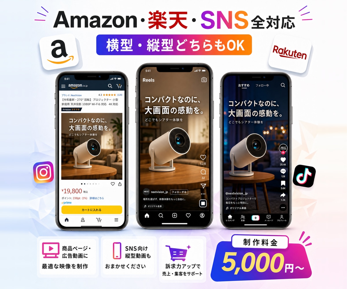 Amazon商品ページからAIでPR動画作ります Amazon楽天の商品ページから売れる動画最短2日で作ります イメージ1