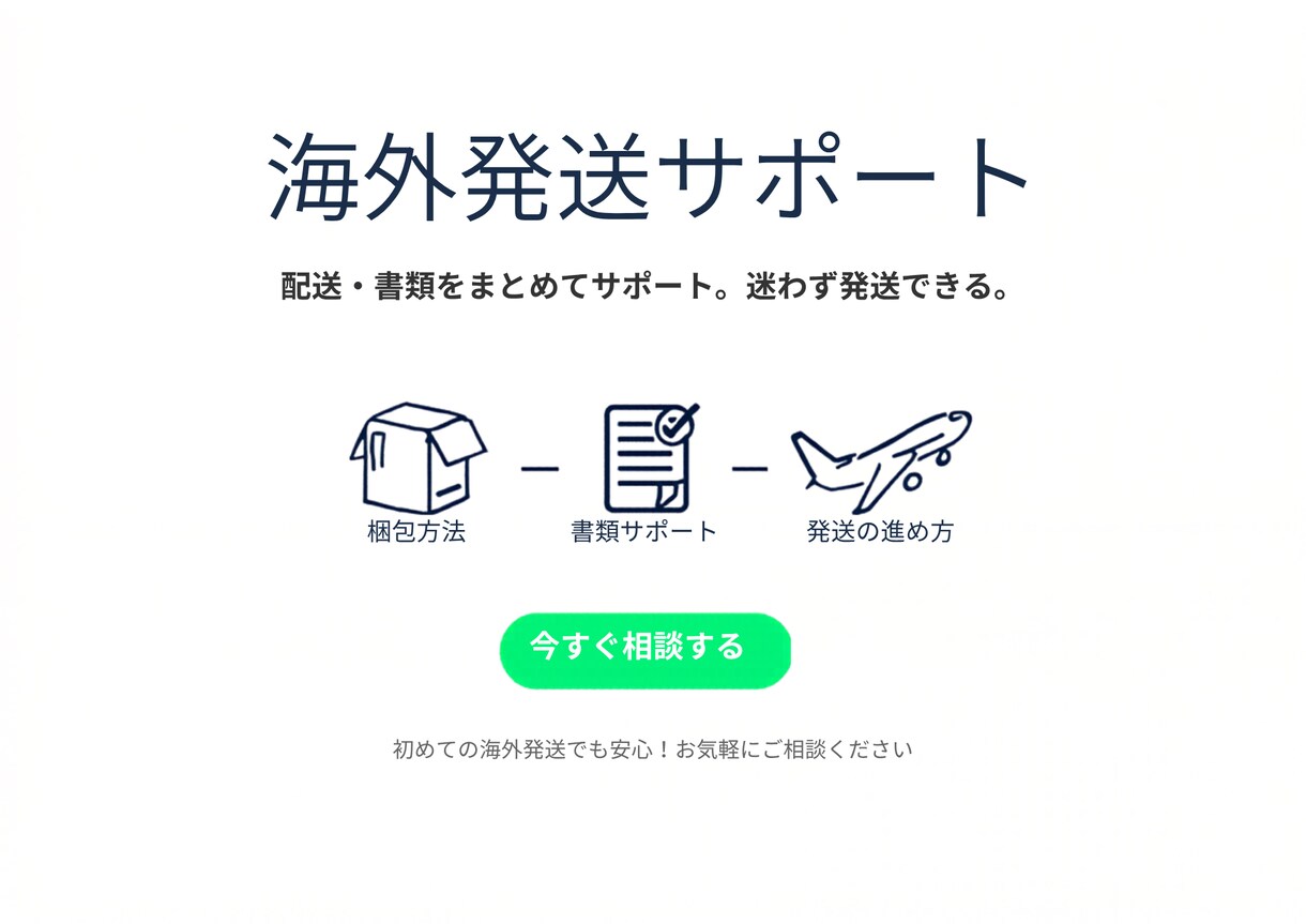 海外発送の不安解消します 「これで合ってる？」を解消。インボイスや配送も迷わず進めます イメージ1