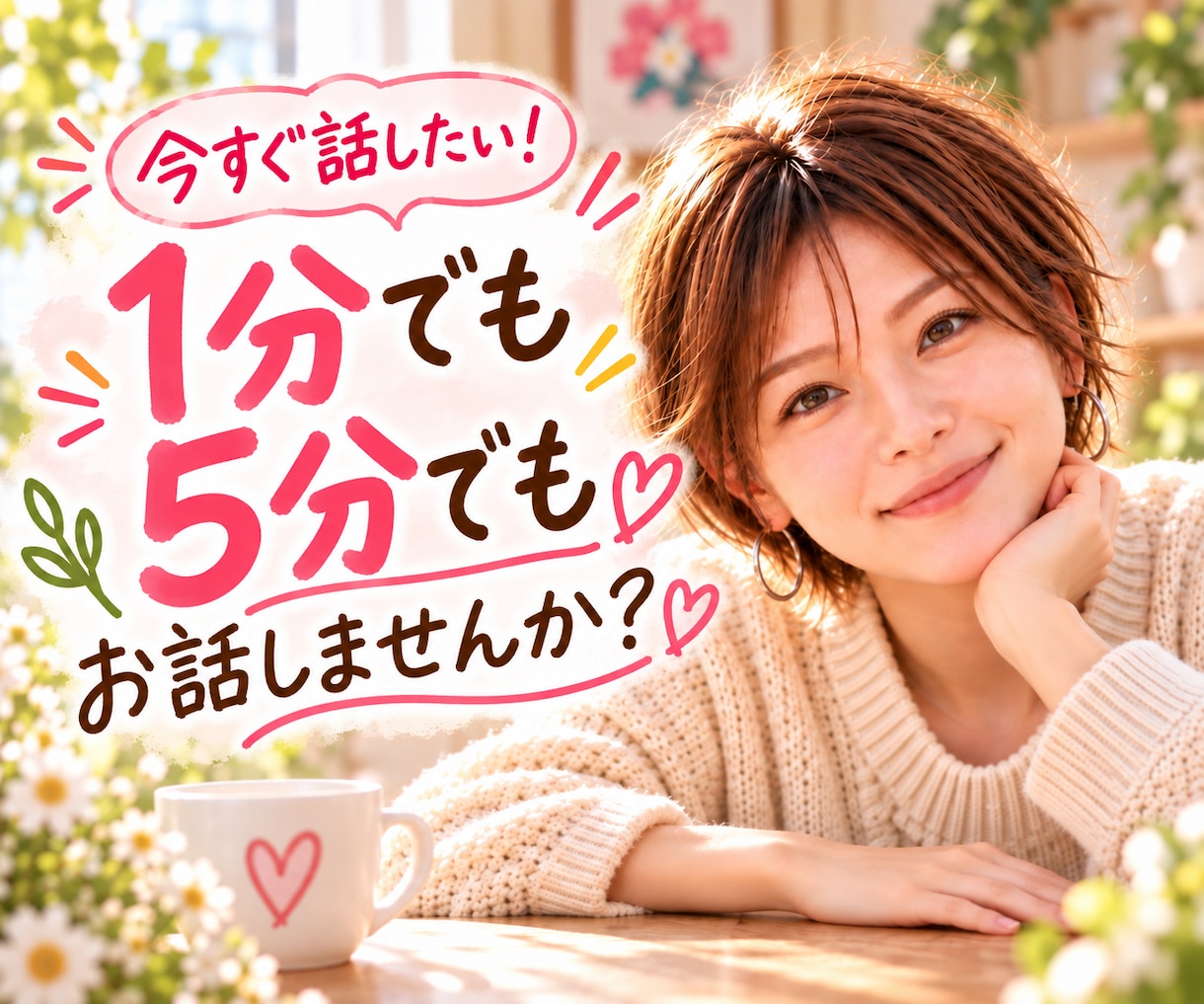 1分でも5分でも気軽にお話しお聴きします 今すぐ誰かと話したい♡短い時間でも大歓迎！あなたのペースで イメージ1