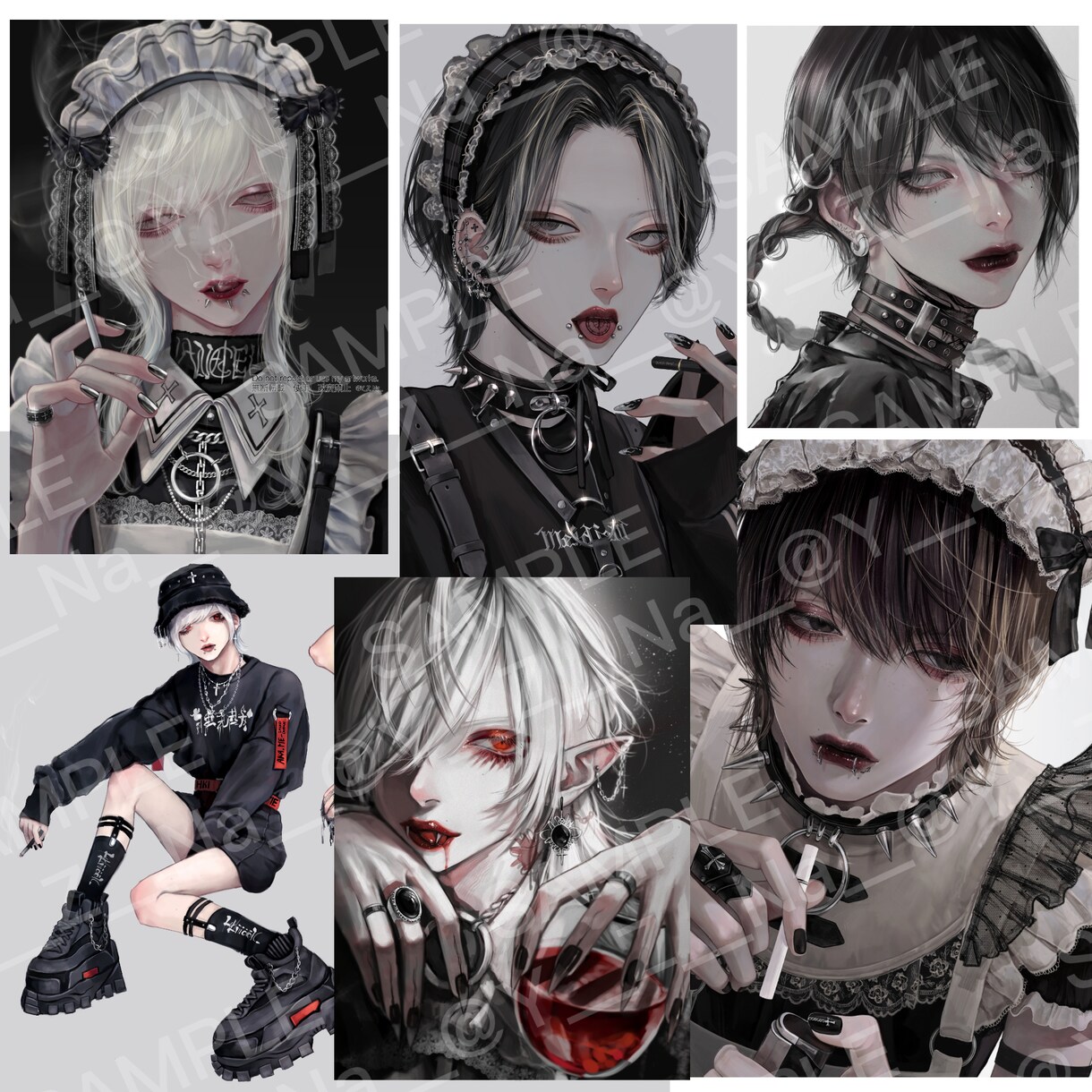 商用可／モード、ゴシック系イラストを制作致します ゴシックな雰囲気で中性的なイラストを描きます イメージ6