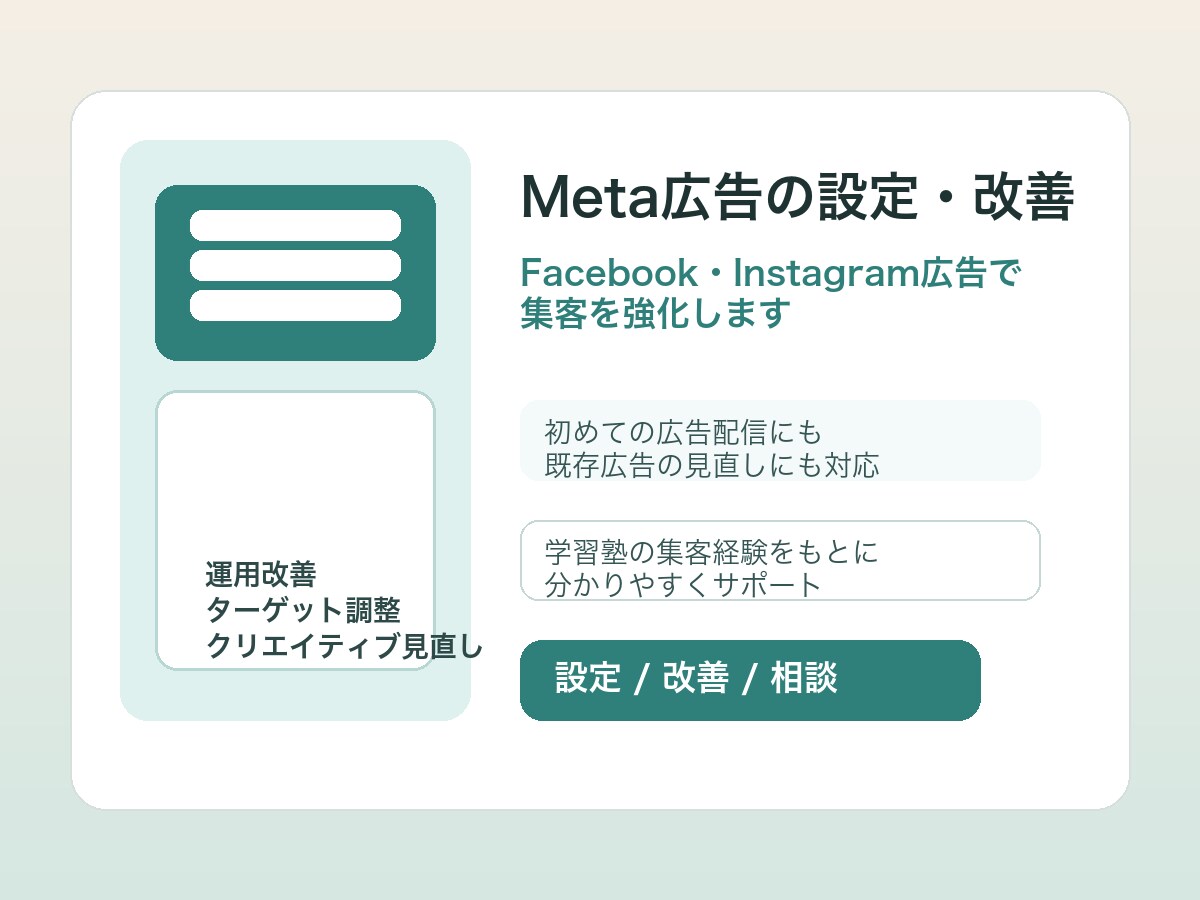 Meta広告の設定・改善します Facebook・Instagram広告で集客を強化します イメージ1
