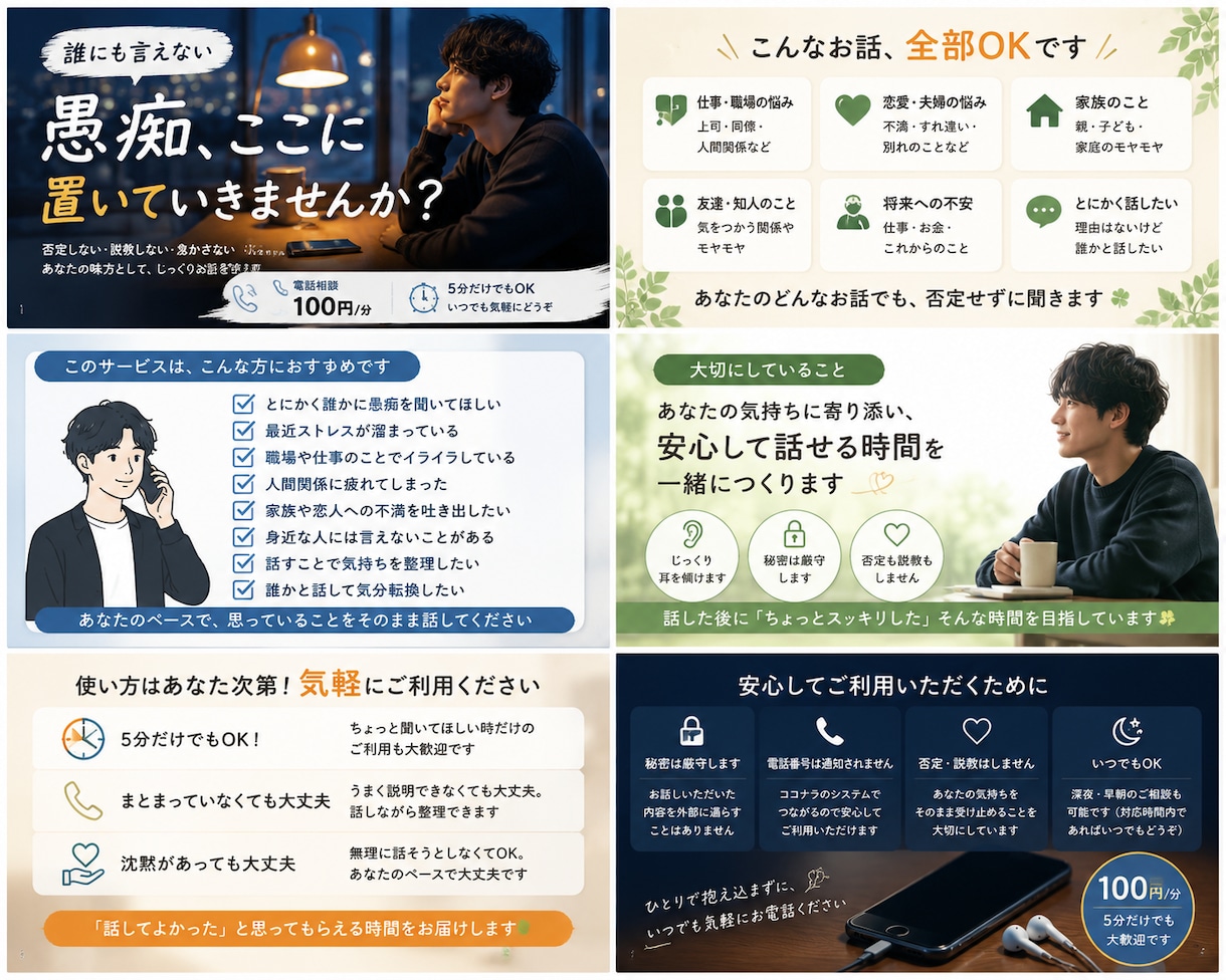 誰にも言えない愚痴、全部聞きます 否定も説教もしません。5分だけでも気軽にどうぞ イメージ1