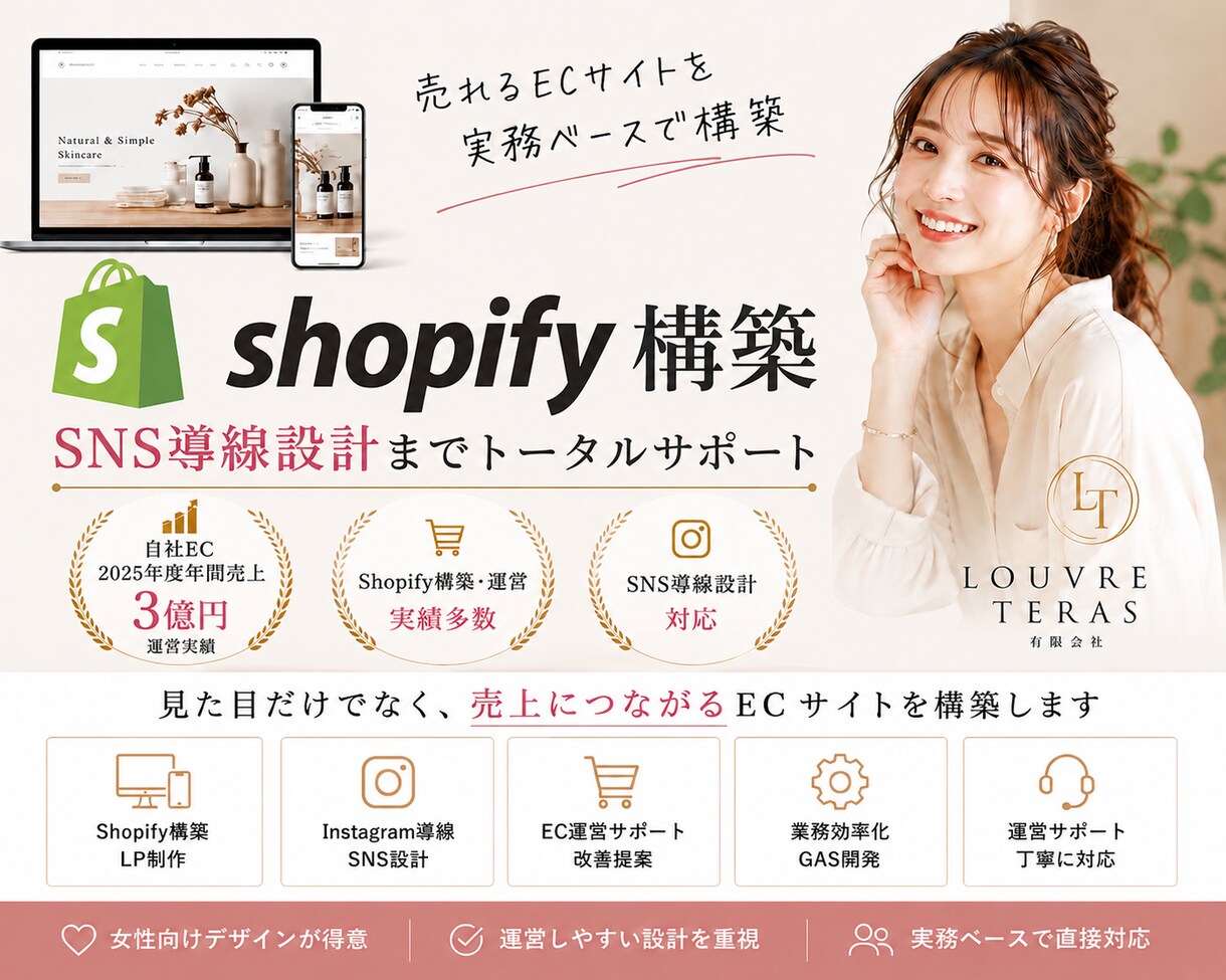 Shopifyデザイン構築します 実際に使いやすく、運営しやすい構築を重視 イメージ1