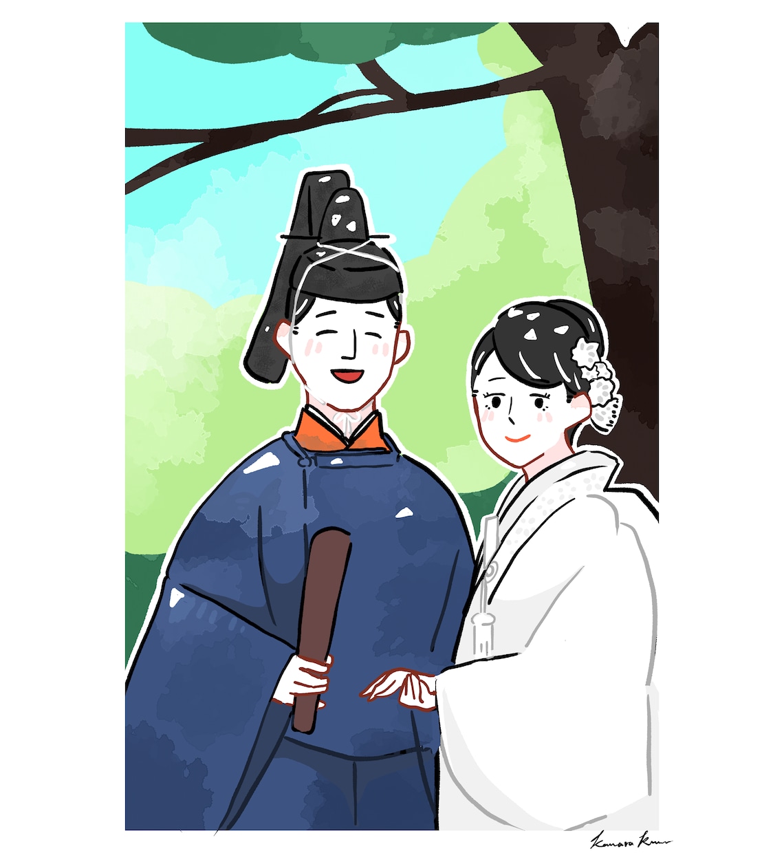 大事な写真をイラストにします 結婚式や家族での記念写真などをゆるく可愛い絵柄でイラストに！ イメージ1