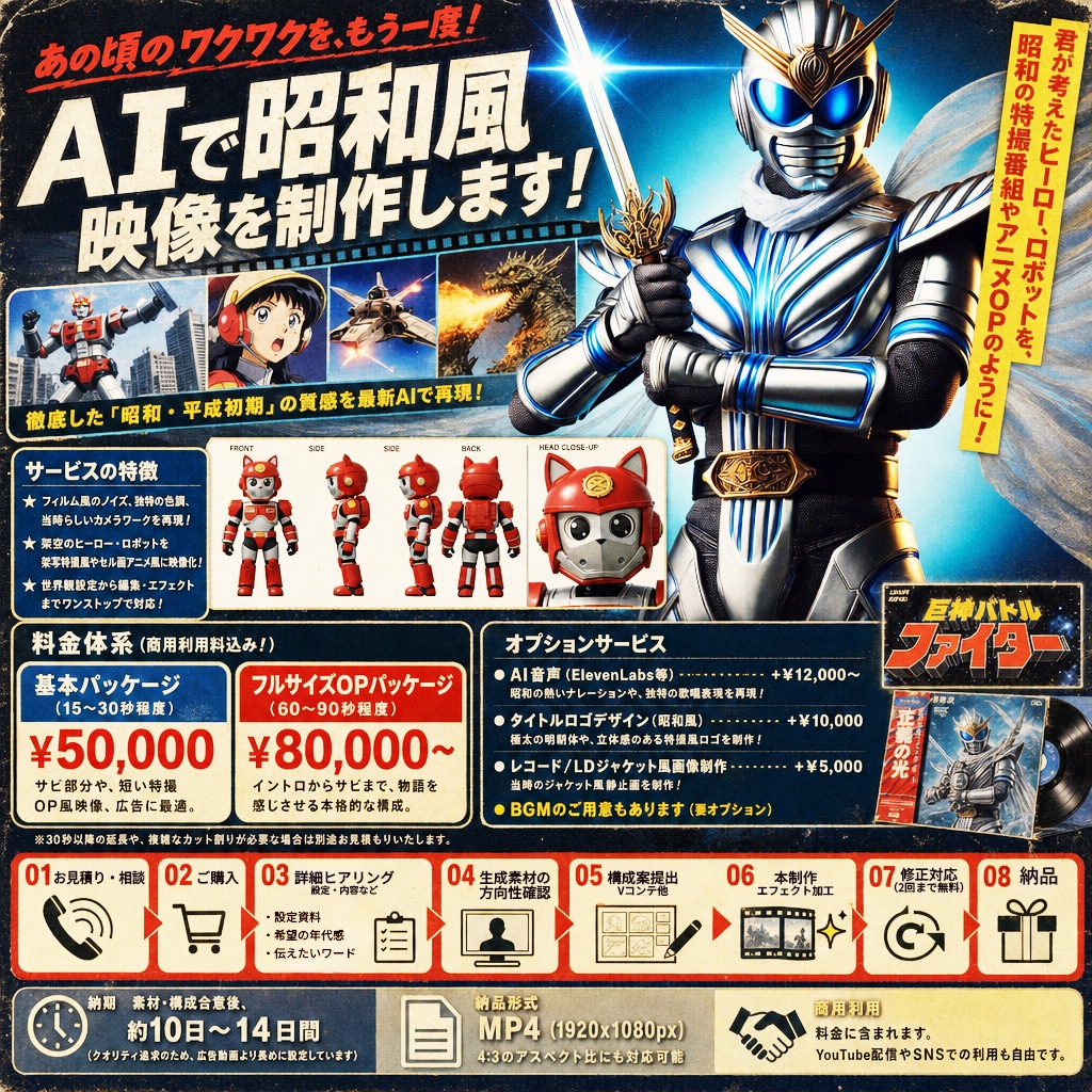 AIで昭和風映像を制作します 商品、サービスの魅力をわかりやすく！安価に！ イメージ2