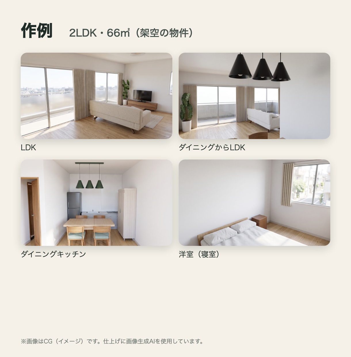間取り図から家具配置の内観パースを作成します 寸法どおりの家具配置を、写真のような内観画像に イメージ3
