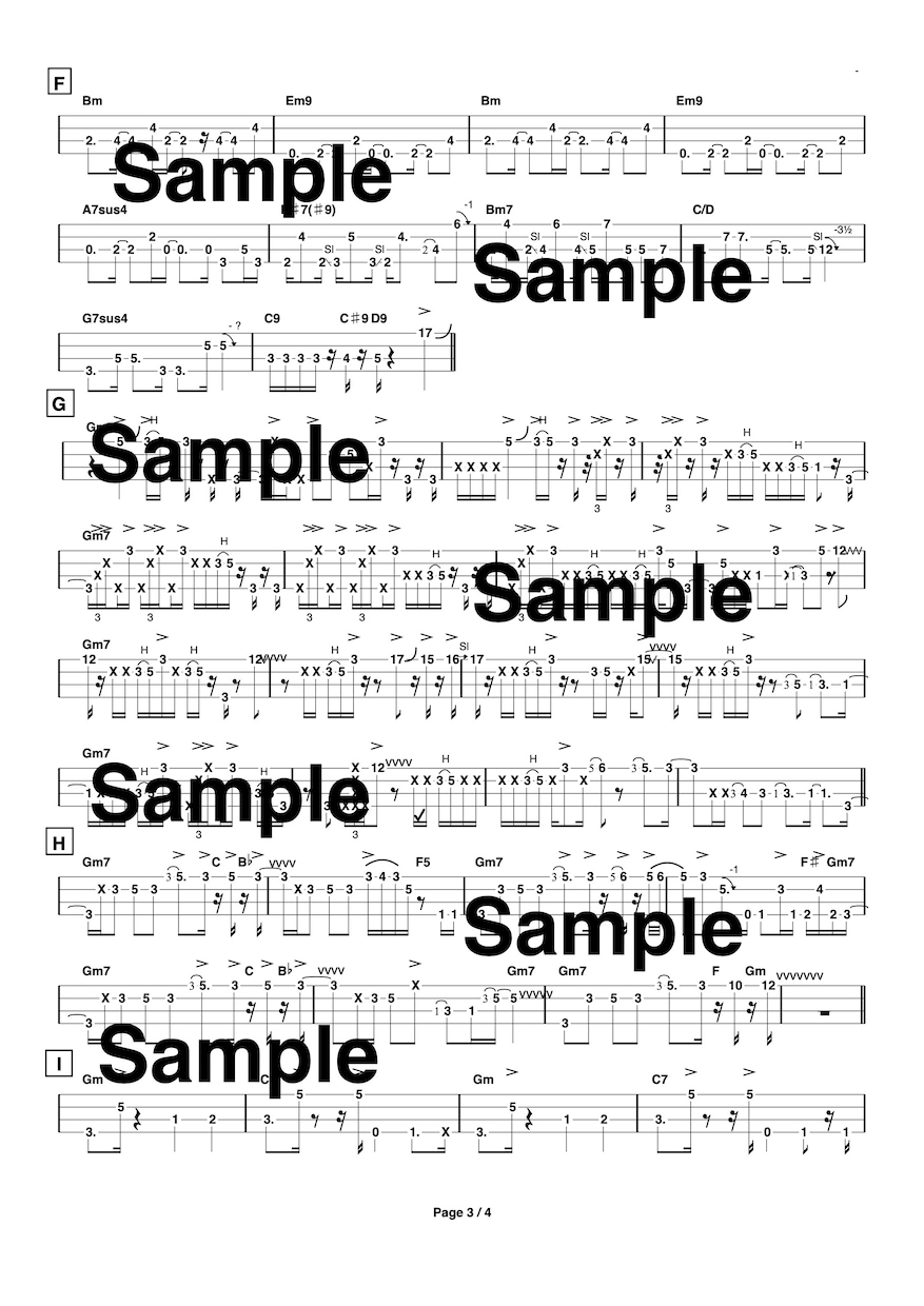 早い納品でベースのタブ譜（楽譜）を作成します 演奏したいのに楽譜が無い！現役プロがオールジャンル対応で作成 イメージ10