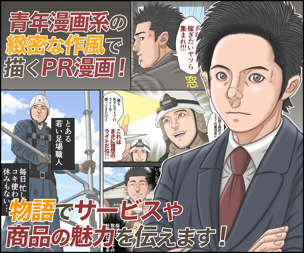 広告・PR漫画制作をパッケージ料金で承ります LP・SNS・サービス紹介など用途に合わせ構成から制作します イメージ1