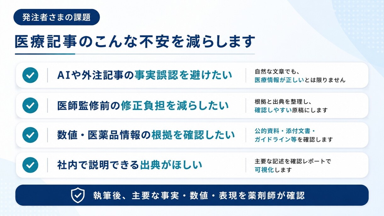 薬剤師が医療記事を執筆＋ファクトチェックします 感染対策・抗菌薬・ワクチンに強い病院薬剤師。FCレポート付き イメージ2