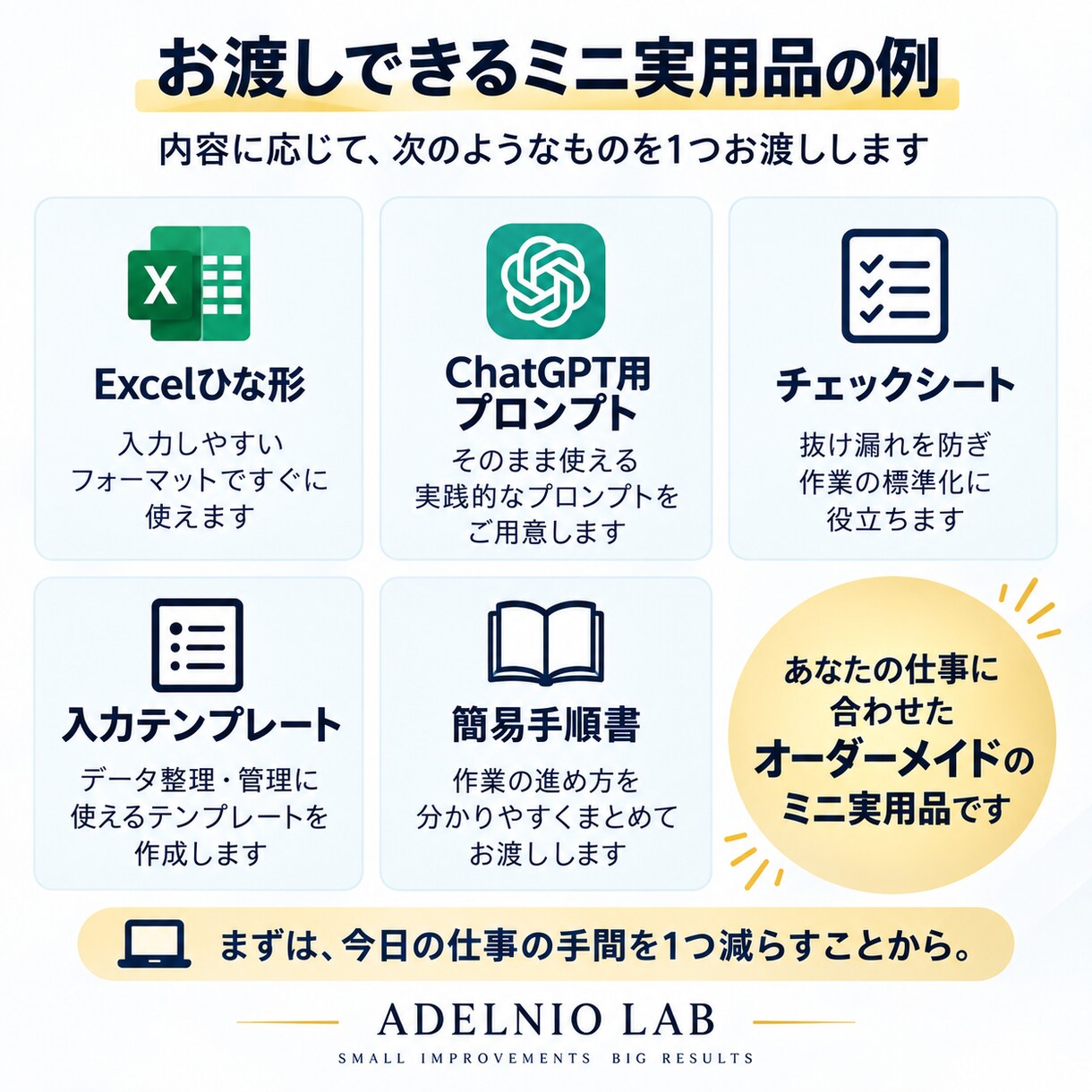 面倒な作業をAI・Excelで整理します 困りごと1つに改善案＋ミニ実用品をお渡しします イメージ3