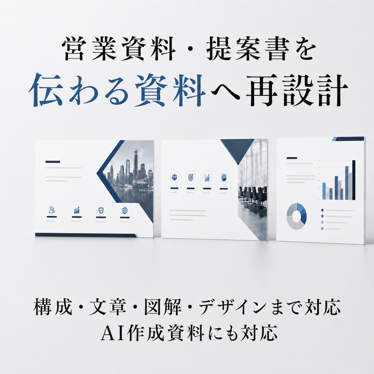 既存の営業資料・提案書をプロ品質に整えます ＜ライトプラン＞AI作成資料にも対応、構成から再設計 イメージ1