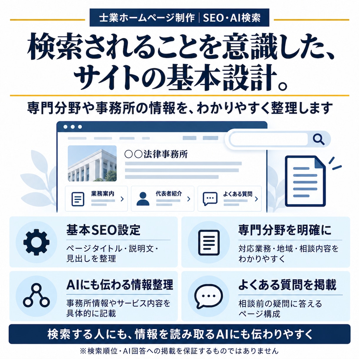 士業向けに相談につながるホームページを制作します 現役WEB制作会社所属｜一律10万円でデザインから公開まで イメージ5