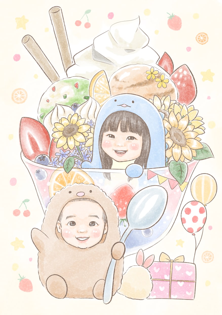 ふんわり可愛い♡水彩風デジタル似顔絵描きます 優しく明るい！お誕生日やウェディングにどうぞ イメージ6