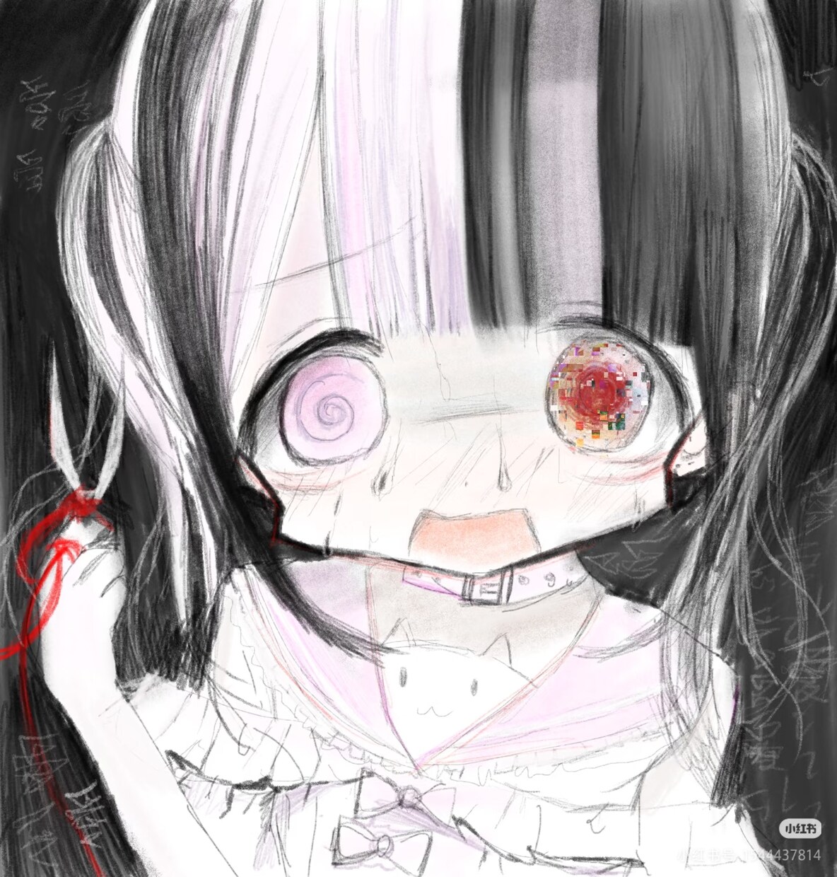 ダーク病み系オリジナルイラストを作成します 独特な筆致で病み雰囲気のキャラクターを描き上げます イメージ4
