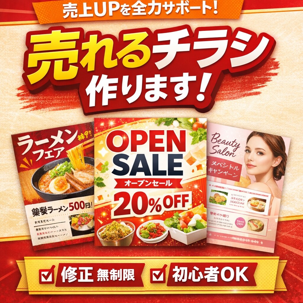 集客できる店舗チラシ作ります 安く！早く！売上UP！をサポートします イメージ1