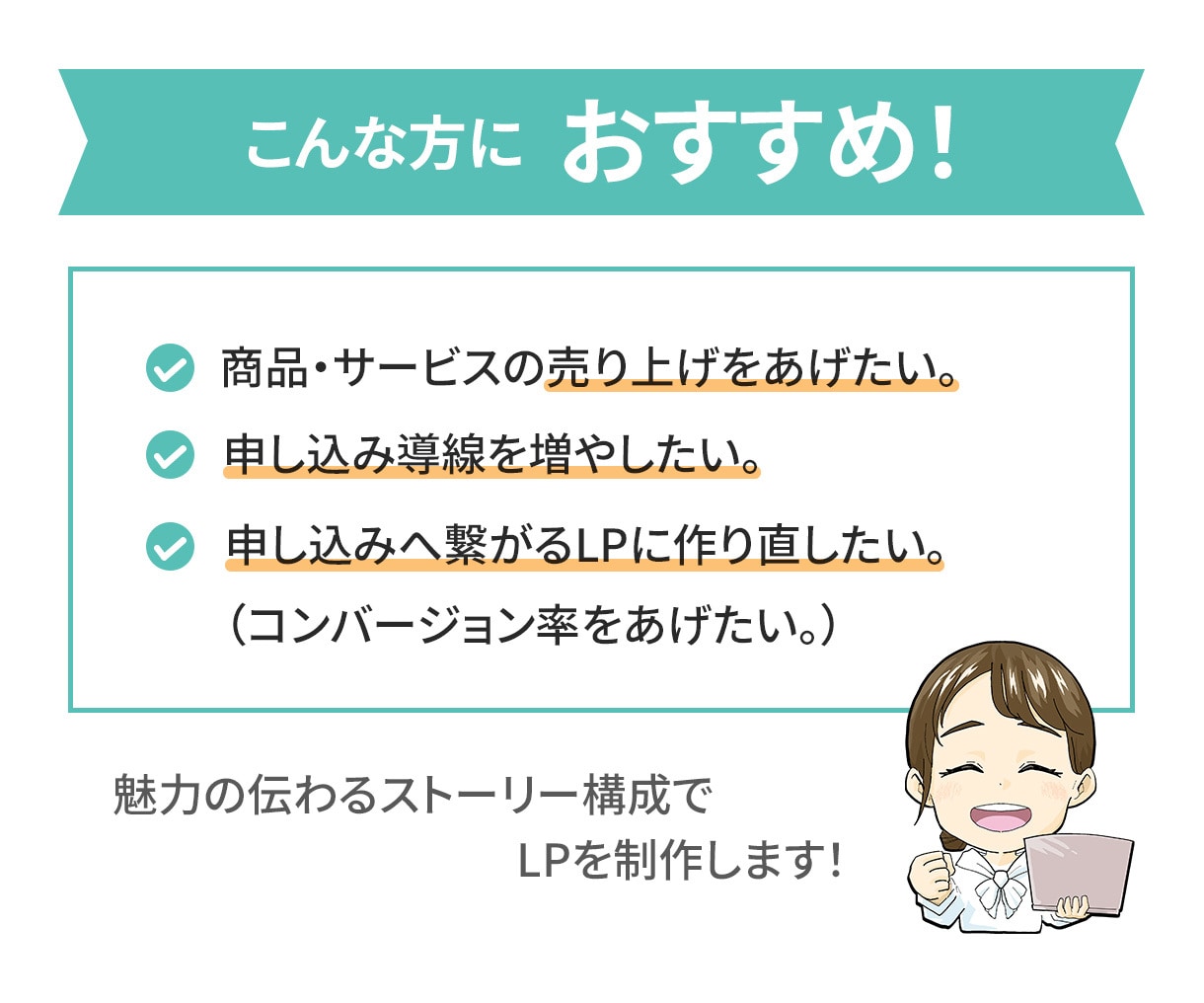 目的達成につながる★LPを制作します 【修正・長さ無制限】スマホ対応まで一貫制作 イメージ2