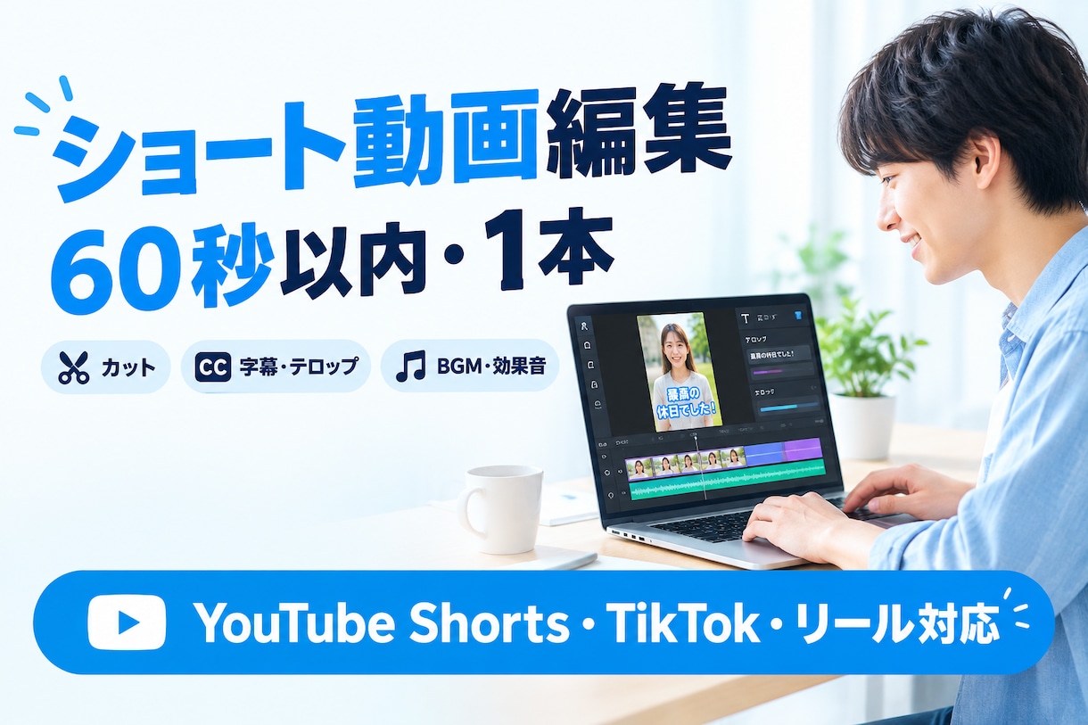 YouTubeショート動画を見やすく編集します カット・字幕・BGM込みで縦型動画に仕上げます イメージ1