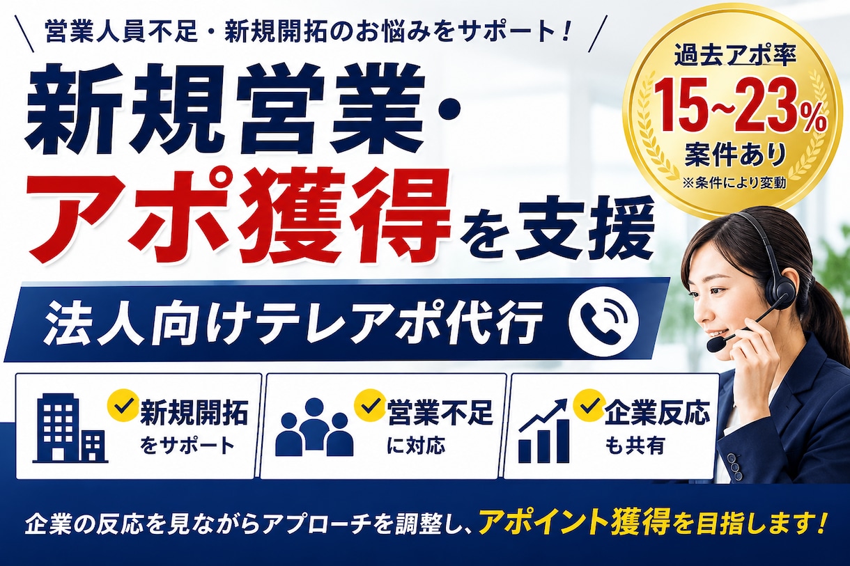 アウトバウンドで新規アポイント獲得を支援します 営業人員不足・新規開拓のお悩みをサポートします イメージ2