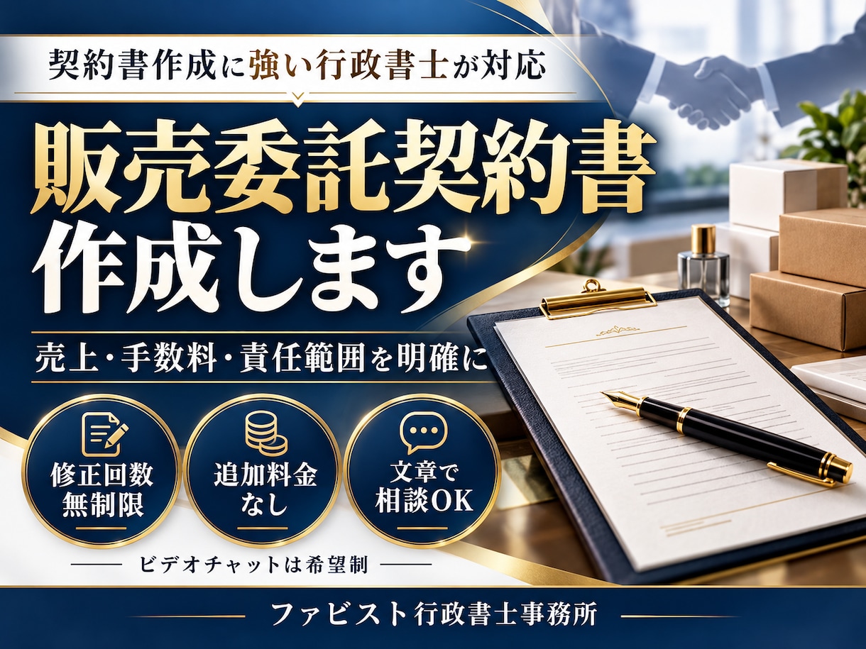 行政書士が「販売委託契約書」を作成致します 契約書に強い行政書士が貴社の「販売委託契約書」を作成します イメージ1