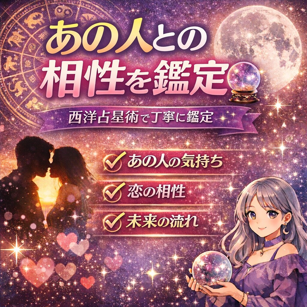 あの人との相性・恋愛の流れを西洋占星術で鑑定します 2人の相性を星よみで丁寧に読み解きます イメージ1
