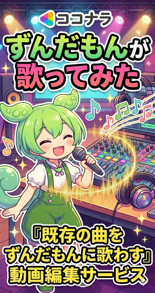 ずんだ【歌ってみた】動画編集ずんだもんに歌わせます あなたの好きなあの曲を、ずんだもんが可愛く歌い上げます！ イメージ1