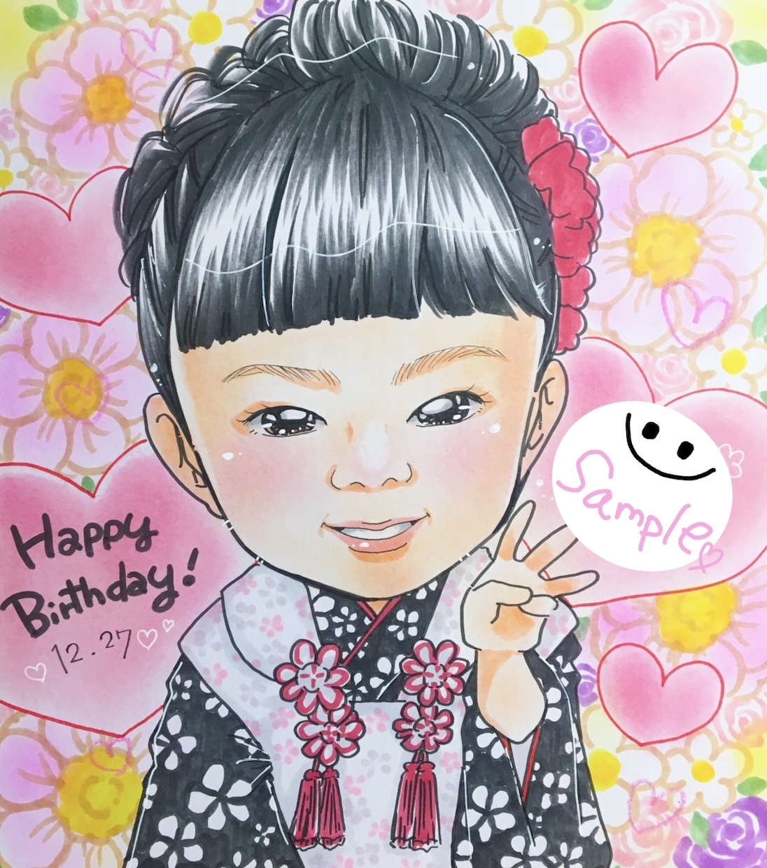七五三やお誕生日に！明るく可愛い似顔絵お描きします 赤ちゃんやお子さんが得意です！バースデーやお祝いにせひ！ イメージ4