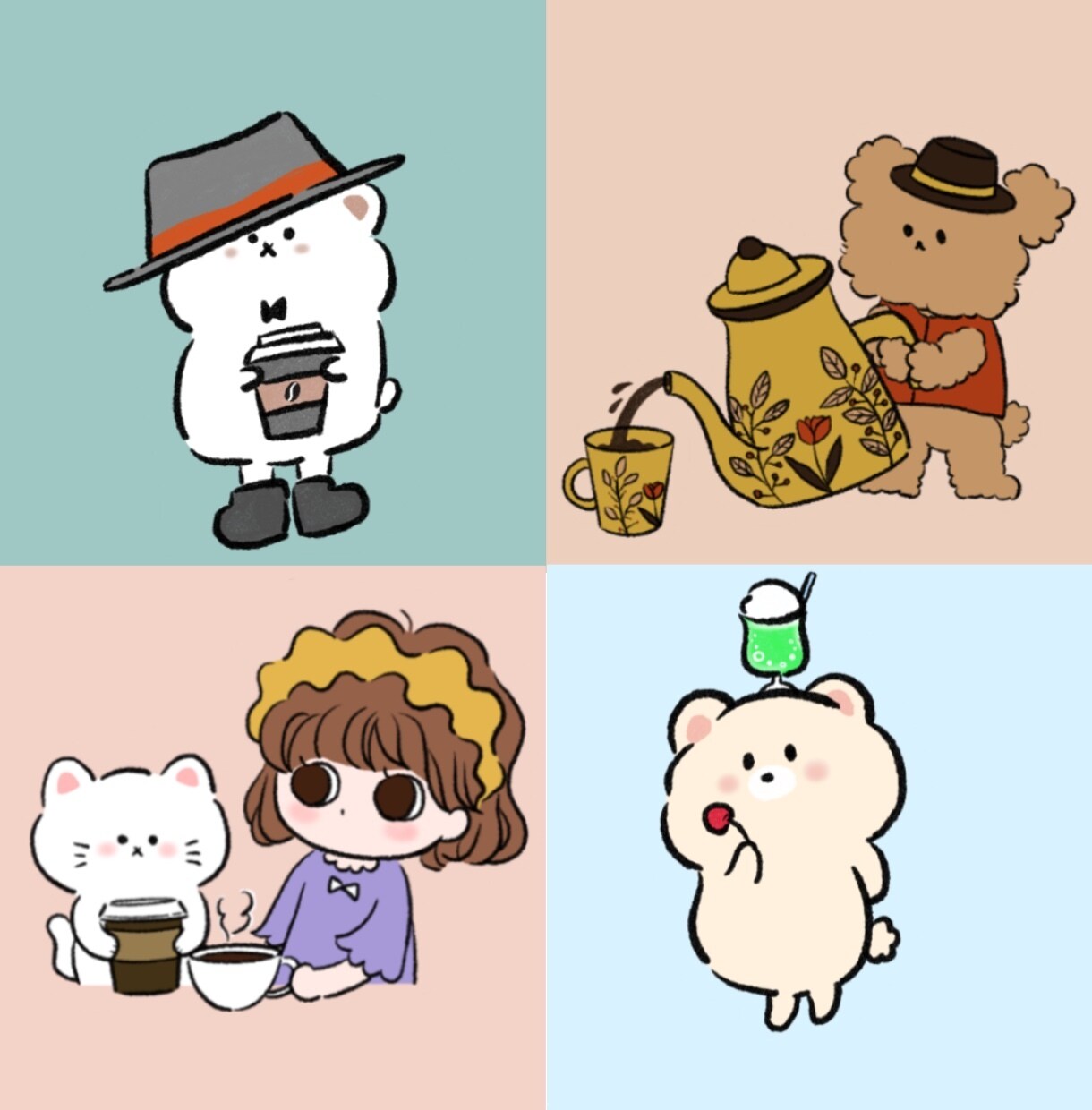 絵本の1ページのようなゆるふわイラストを作成します SNS/ブログ　ゆるふわ癒しアイコンを作成いたします イメージ1