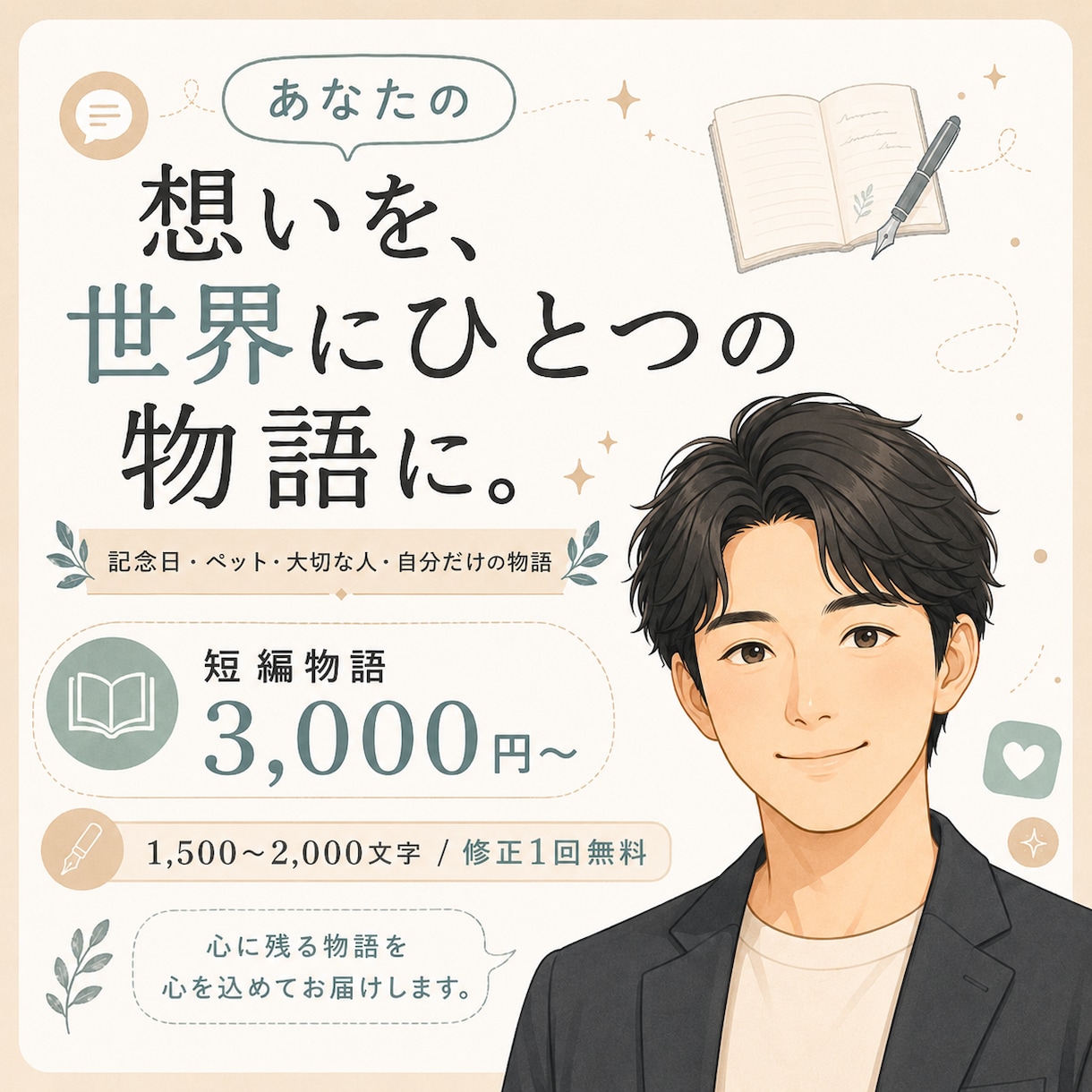 大切な想いを短編物語にします 記念日や大切な想いを短編物語に イメージ1