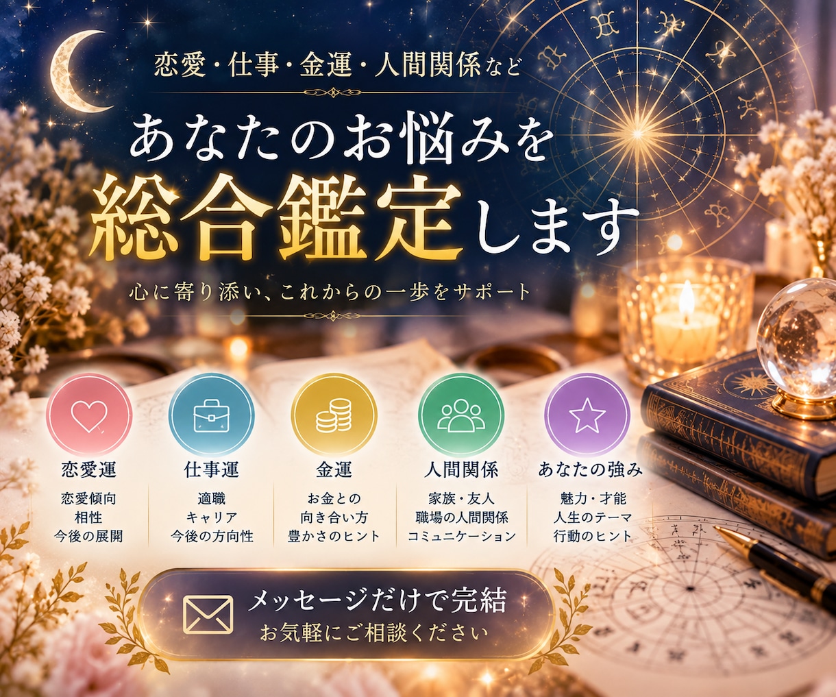 あなたの運勢を総合鑑定します 恋愛・仕事・金運のお悩みに丁寧に寄り添います イメージ1