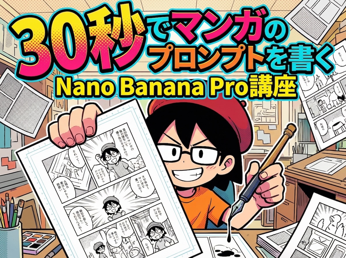 ナノバナナプロに30秒で漫画の指示するコツ教えます Nano Banana Proの超時短のマンガ生成方法です。 イメージ1