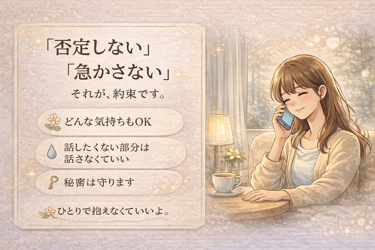 がんばりすぎるあなたの話を聴きます 言葉にできない気持ちまで整えます イメージ2