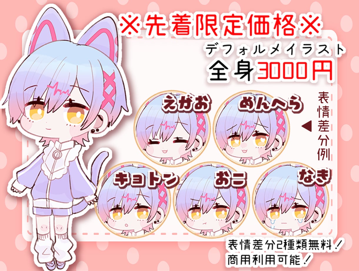 商用利用＆差分2種無料◆SD絵作成します アイコンやグッズ、Vtuber様の配信のワンポイントなどに！ イメージ1