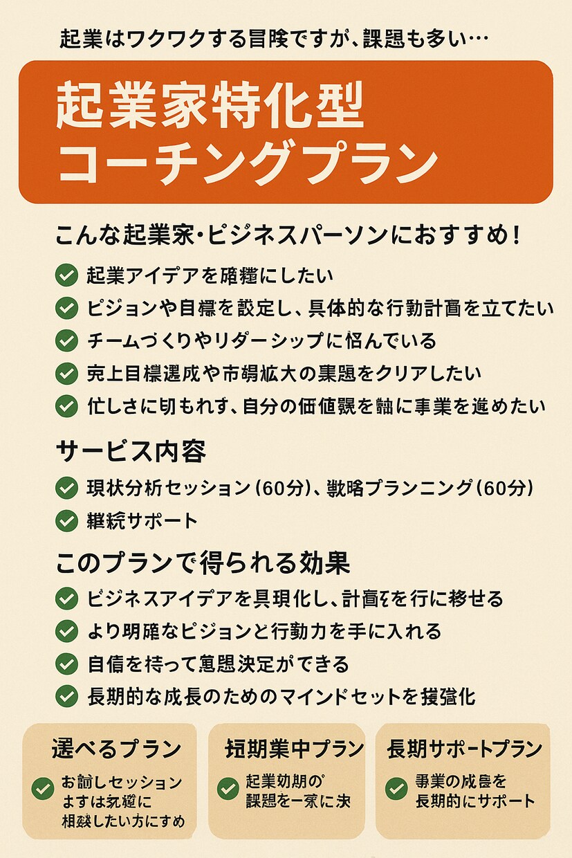 起業したい！あなたの目標達成と成長をサポートします コーチの私自身も起業して２０年のベテラン社長です。 イメージ1