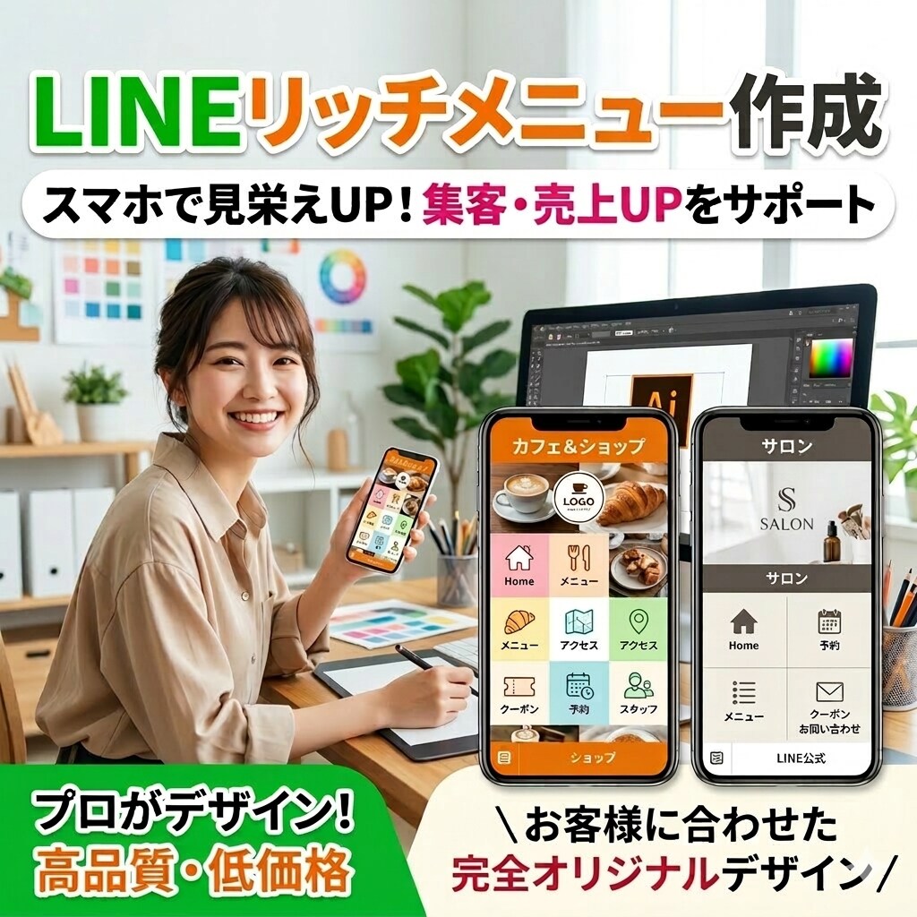 集客につながるLINEリッチメニューを作成します 店舗・サロン・EC向けのLINEリッチメニューを作成します イメージ1
