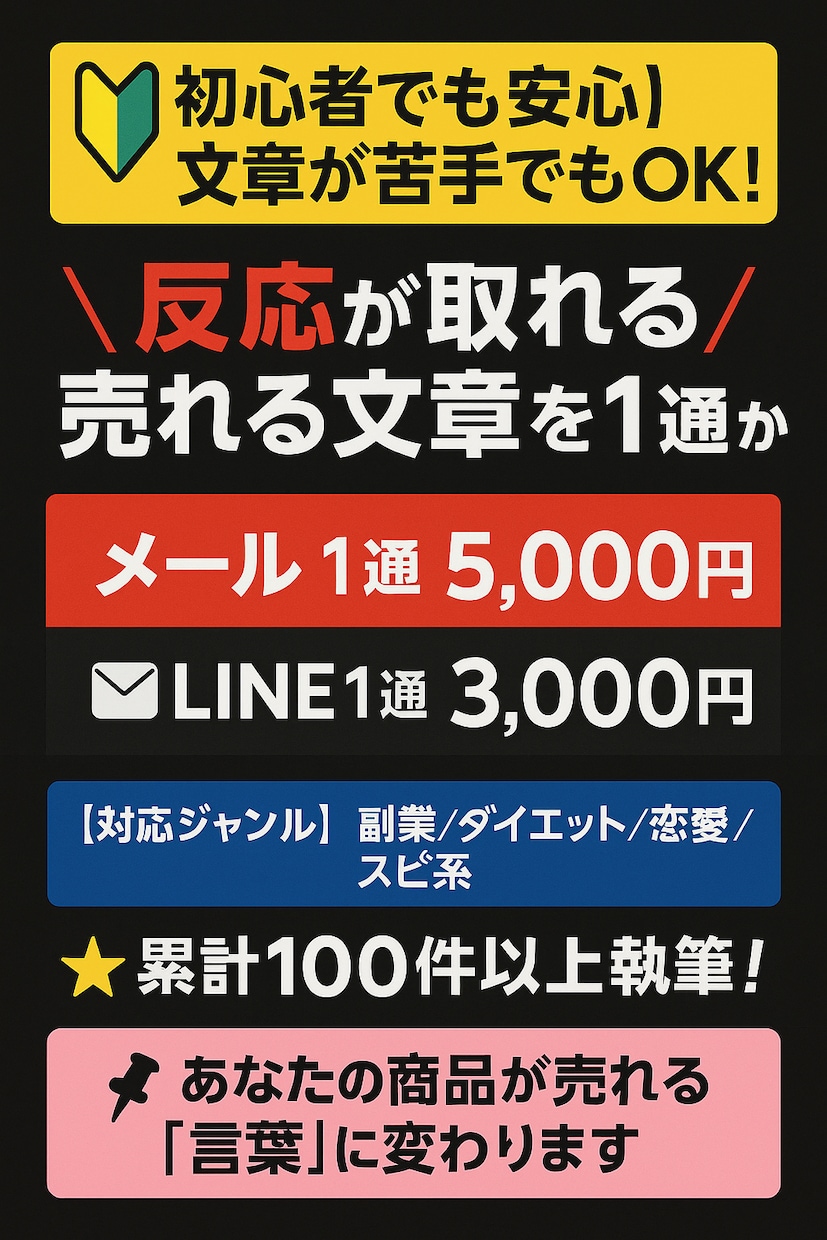 売れるセールスメール、LINEを代筆します 【実績多数】多ジャンル対応／初心者も安心／1通からOK イメージ1