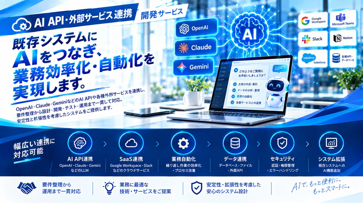 AIで業務を効率化！作業を自動化する仕組み構築ます 生成AI・API連携・業務自動化、作業時間削減 イメージ3