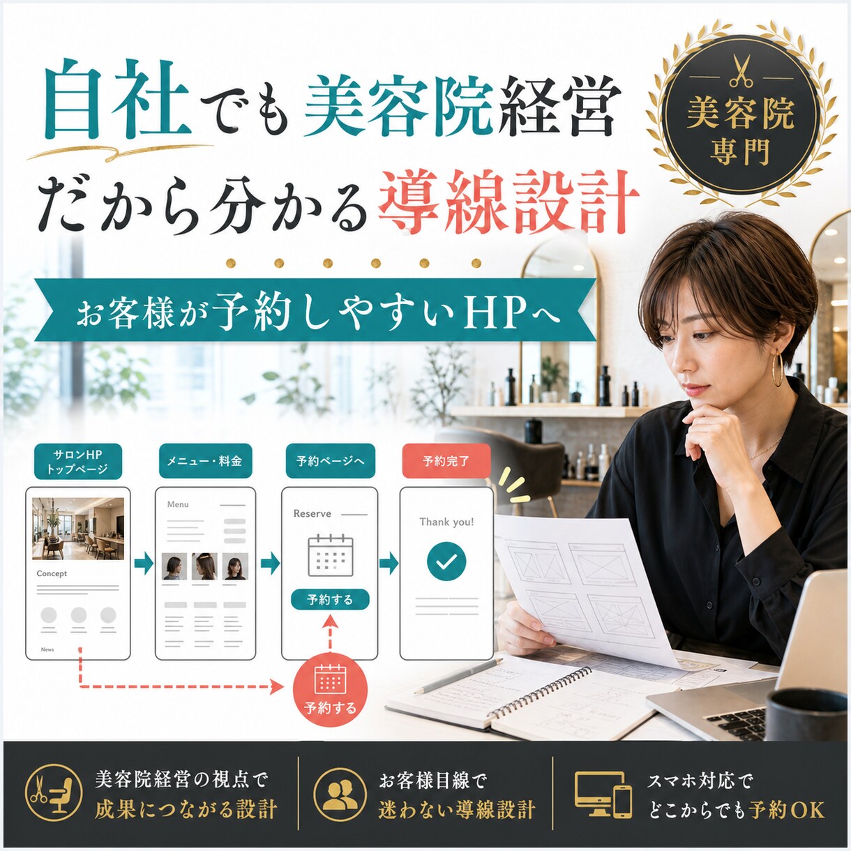 美容院経営者がサロンHPを作成します 美容院経営してるからこその内容です イメージ1