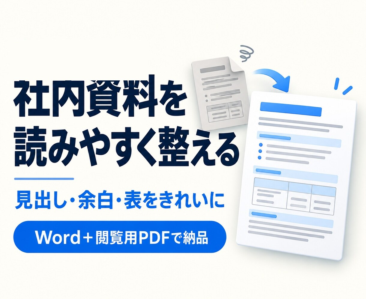 Word社内資料の体裁・レイアウトを整えます 5ページまで｜見出し・余白・表を読みやすく調整 イメージ1