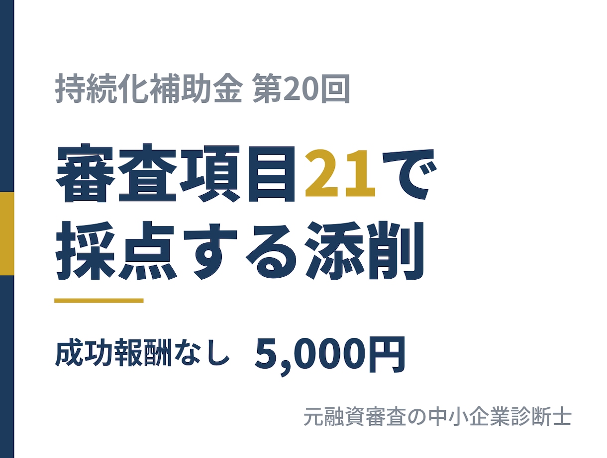 第20回｜持続化補助金計画書を審査項目で添削します 第20回対応｜21項目で採点｜成功報酬なし イメージ1
