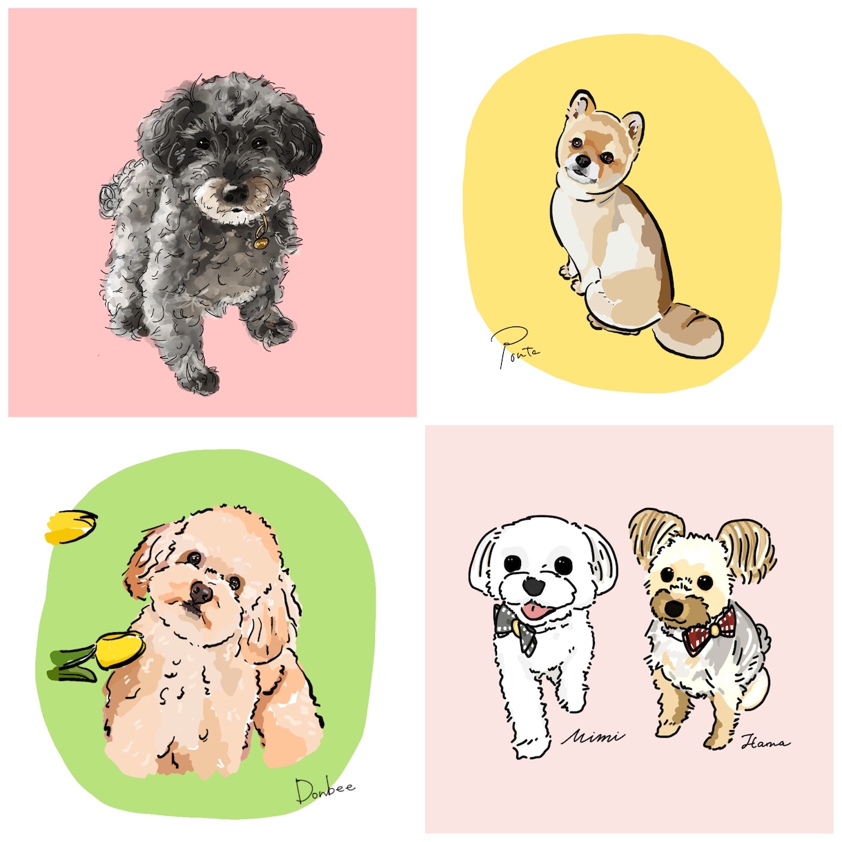 名前付き⭐︎シンプル可愛いペットイラスト描きます 犬/猫/ウサギ/ハムスターなんでも◎記念日やギフトに是非⭐︎ イメージ4
